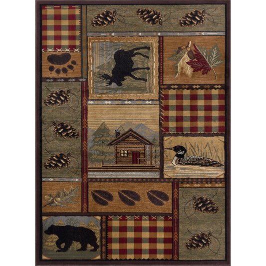 Tapis et descentes de lit - Tapis style chalet/ferme pour salon, chambre, salle à manger, cuisine - 60 x 90 cm / 90 x 240 cm / 150 x 210 cm / 240 x 300 cm / 270 x 360 cm / Rond