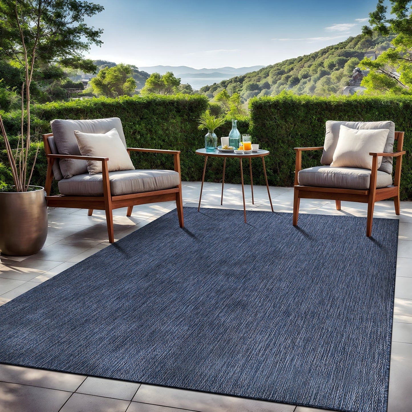 Tapis Aloha lavable uni pour intérieur/extérieur, terrasse, salon