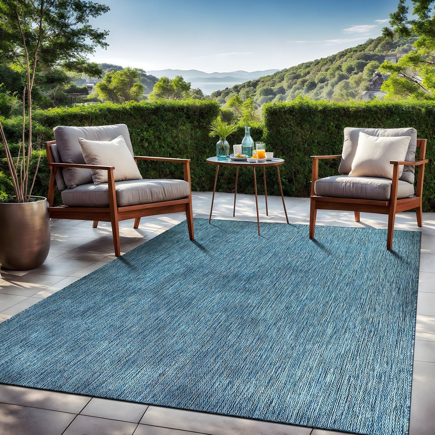 Tapis Aloha lavable uni pour intérieur/extérieur, terrasse, salon