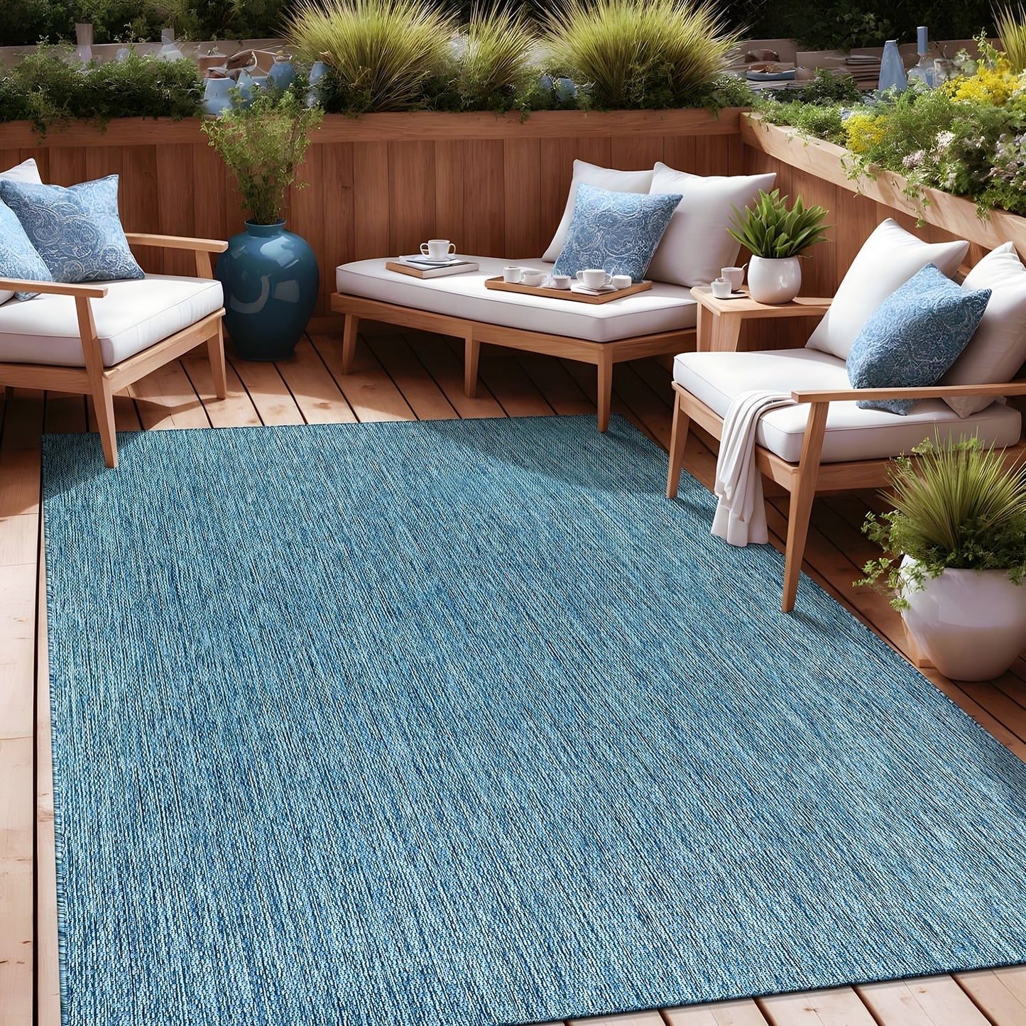 Tapis Aloha lavable uni pour intérieur/extérieur, terrasse, salon
