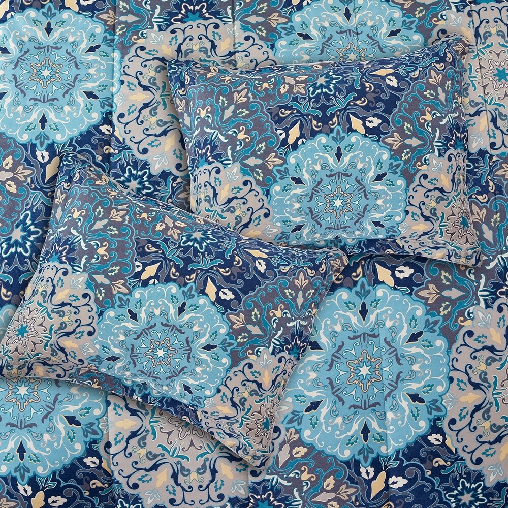 Parure de lit complète 8 pièces Modern Threads Granada avec couette réversible imprimée