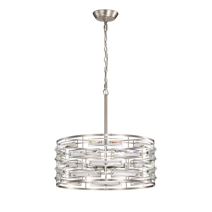 Lustre tambour Anita avec prisme en verre transparent