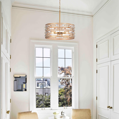 Lustre tambour Anita avec prisme en verre transparent