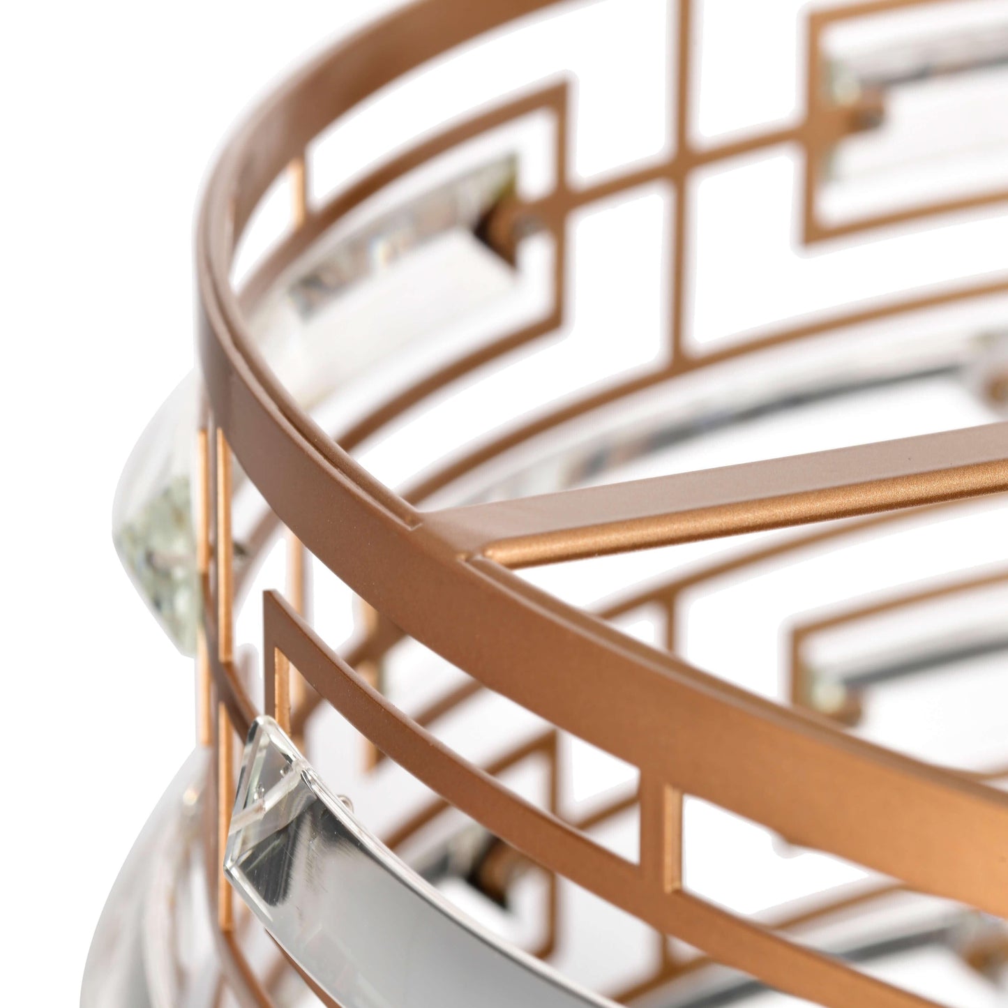 Lustre tambour Anita avec prisme en verre transparent