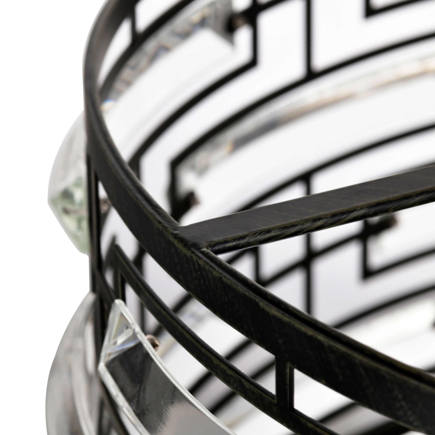 Lustre tambour Anita avec prisme en verre transparent