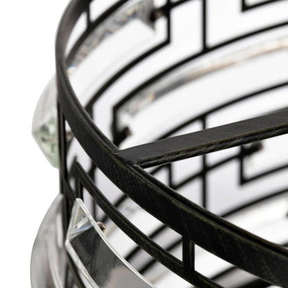 Lustre tambour Anita avec prisme en verre transparent