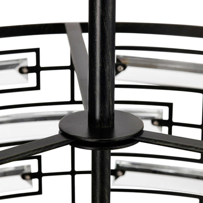 Lustre tambour Anita avec prisme en verre transparent