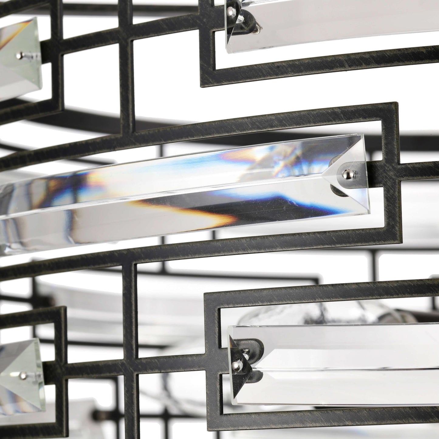 Lustre tambour Anita avec prisme en verre transparent