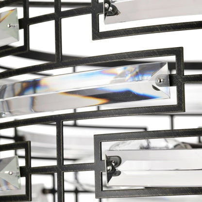 Lustre tambour Anita avec prisme en verre transparent