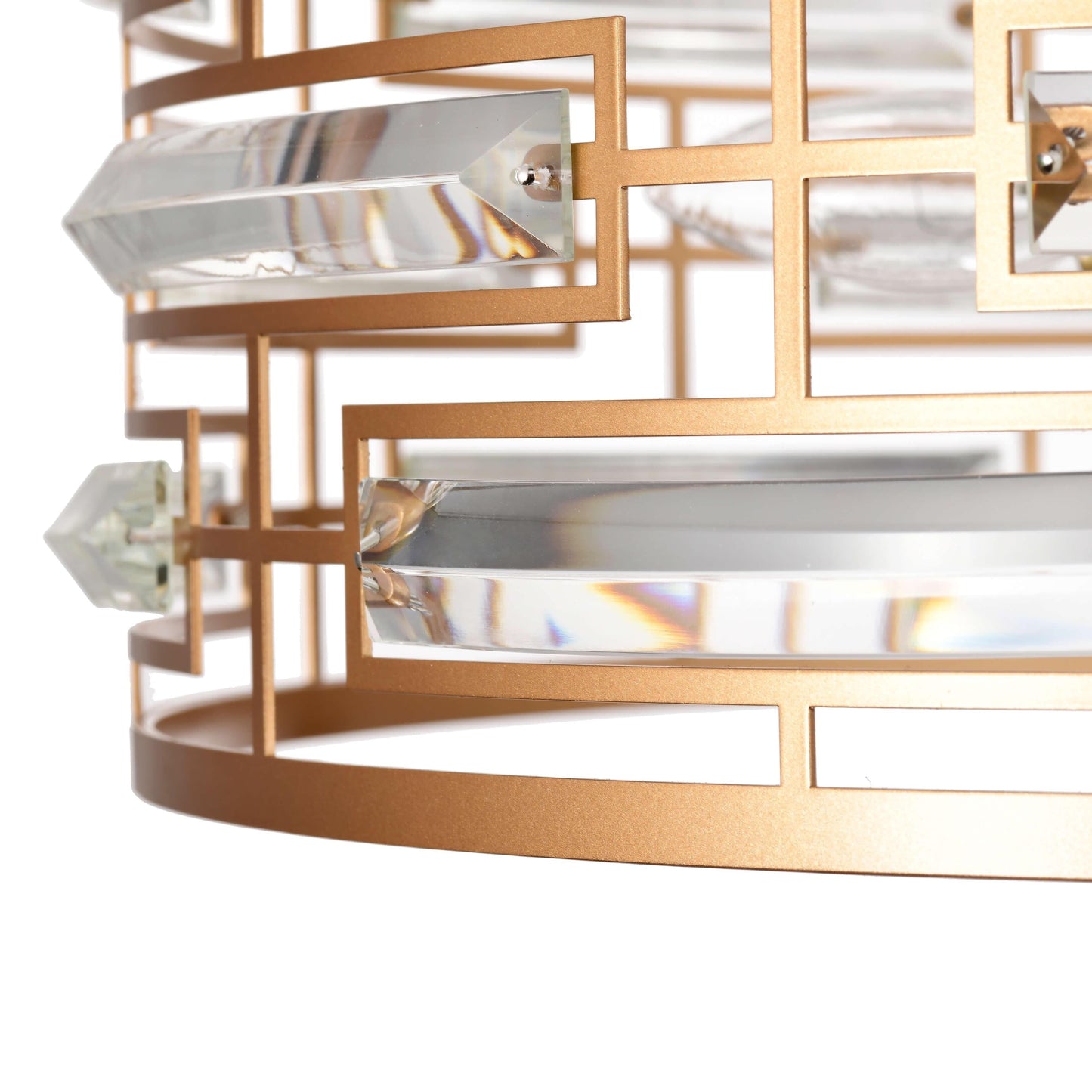 Lustre tambour Anita avec prisme en verre transparent