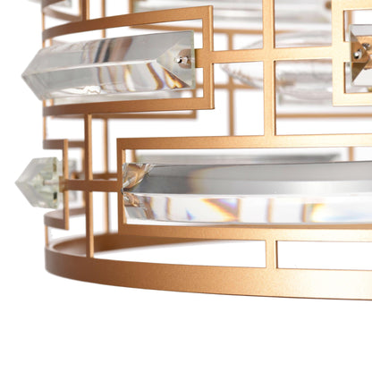 Lustre tambour Anita avec prisme en verre transparent