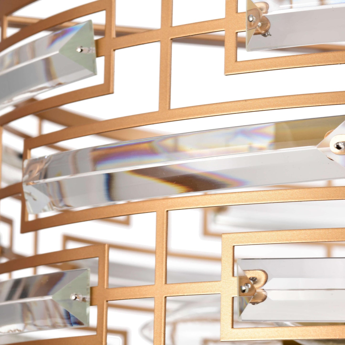 Lustre tambour Anita avec prisme en verre transparent