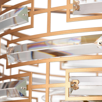 Lustre tambour Anita avec prisme en verre transparent