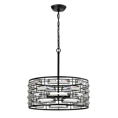 Lustre tambour Anita avec prisme en verre transparent