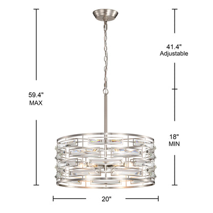 Lustre tambour Anita avec prisme en verre transparent