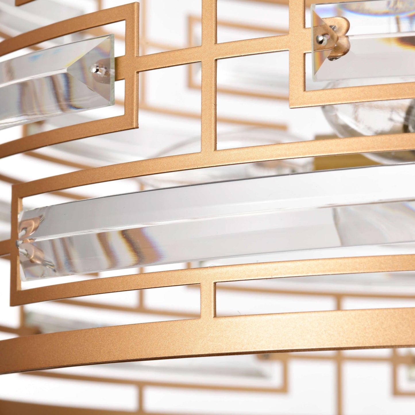 Lustre tambour Anita avec prisme en verre transparent