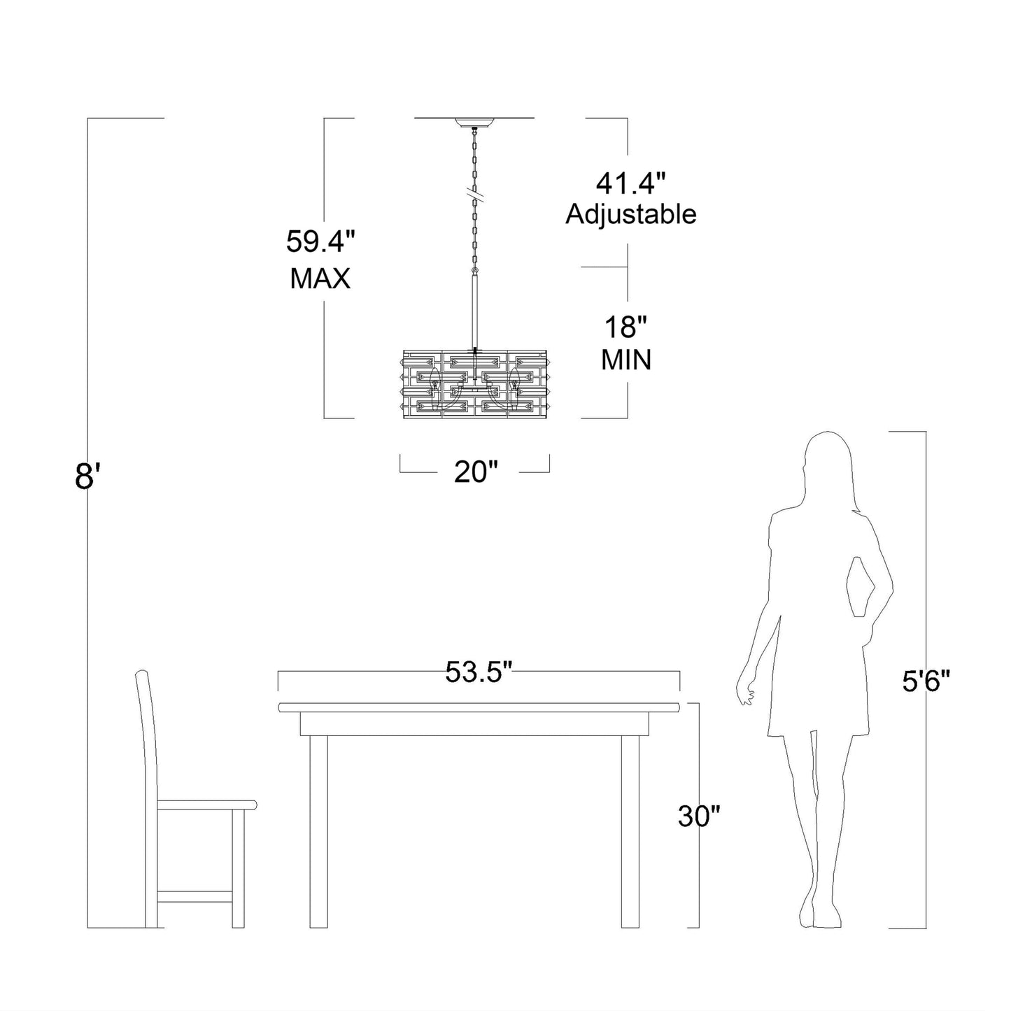 Lustre tambour Anita avec prisme en verre transparent