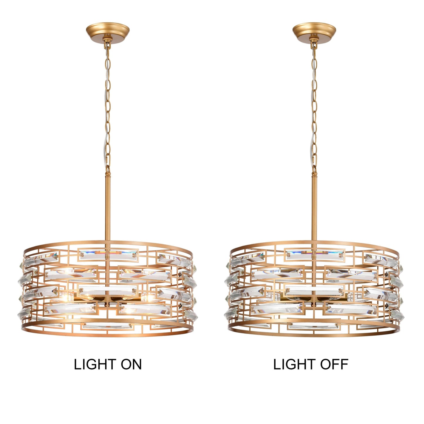 Lustre tambour Anita avec prisme en verre transparent