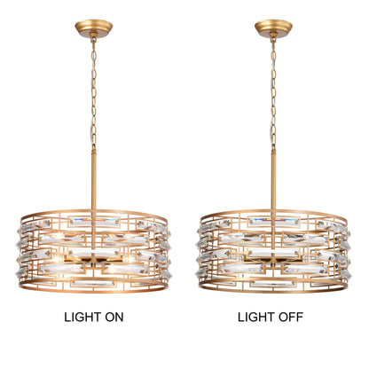 Lustre tambour Anita avec prisme en verre transparent