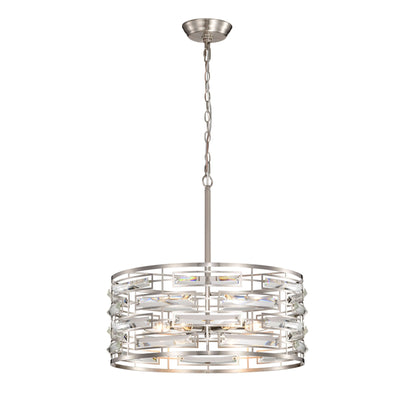 Lustre tambour Anita avec prisme en verre transparent