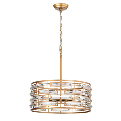 Lustre tambour Anita avec prisme en verre transparent