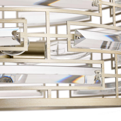 Lustre tambour Anita avec prisme en verre transparent