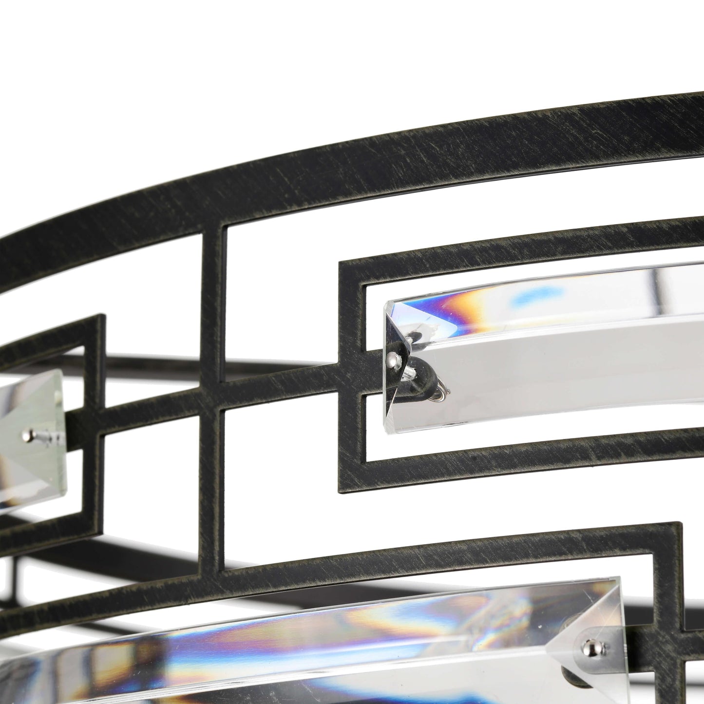 Lustre tambour Anita avec prisme en verre transparent