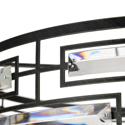 Lustre tambour Anita avec prisme en verre transparent