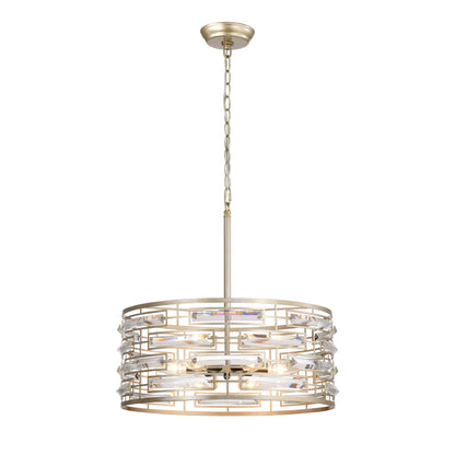 Lustre tambour Anita avec prisme en verre transparent