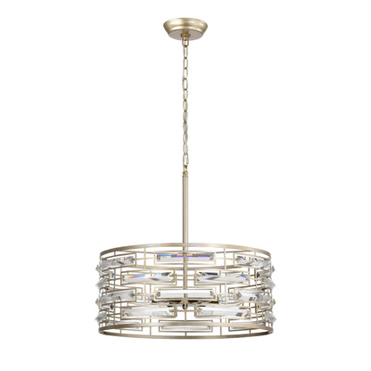 Lustre tambour Anita avec prisme en verre transparent