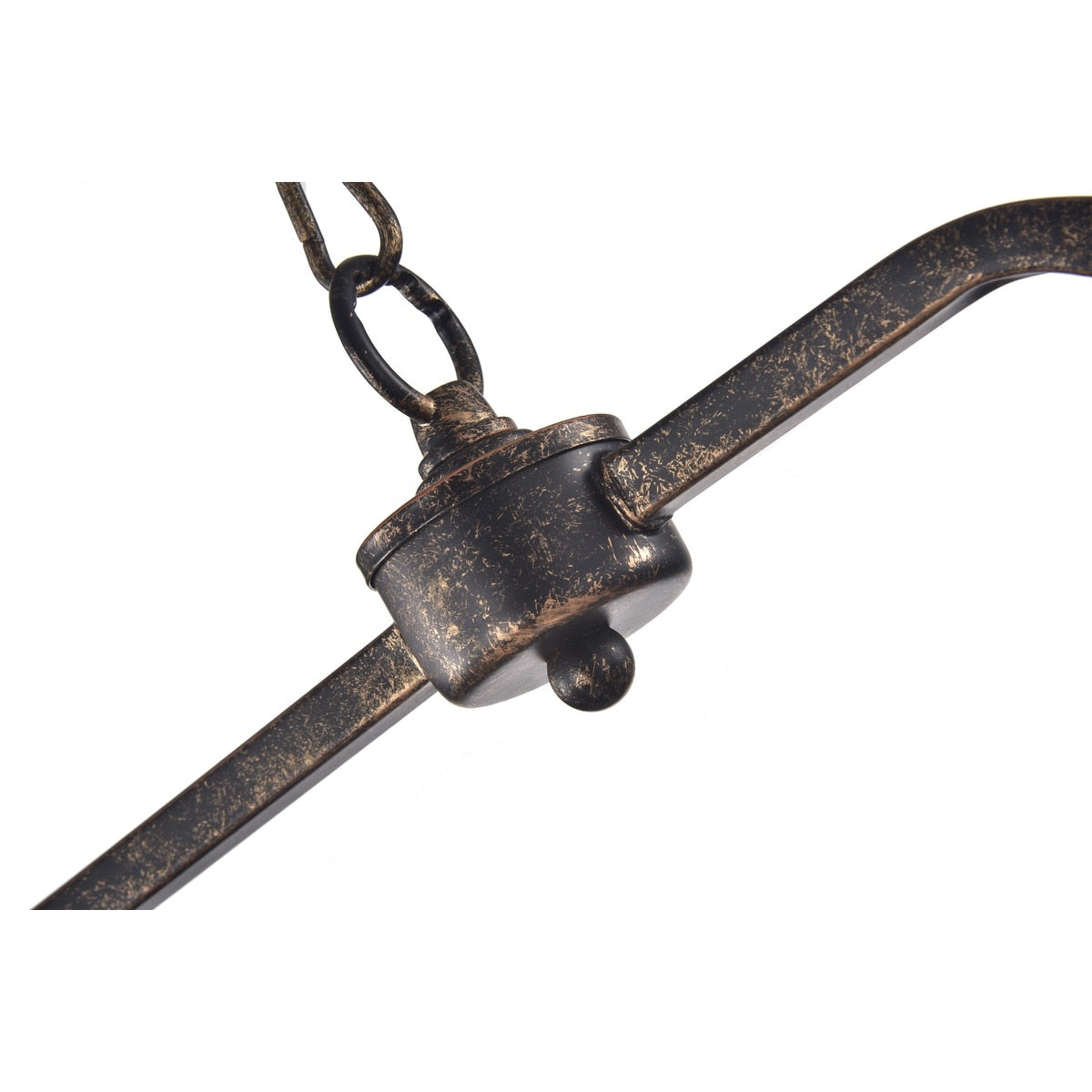 Luminaire rectangulaire en bronze antique à 6 lumières pour îlot de cuisine avec suspension en cristal - Bronze antique