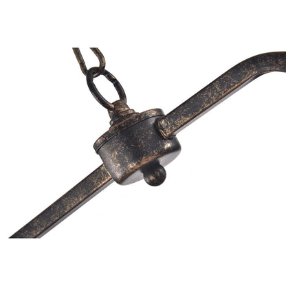 Luminaire rectangulaire en bronze antique à 6 lumières pour îlot de cuisine avec suspension en cristal - Bronze antique