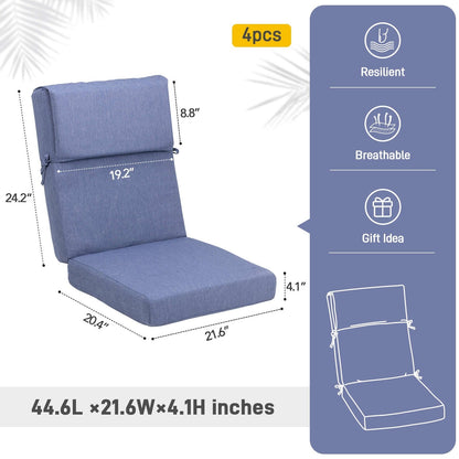 Lot de 4 coussins de chaise à dossier haut Aoodor Patio, 117 x 53 x 10 cm (coussins uniquement)