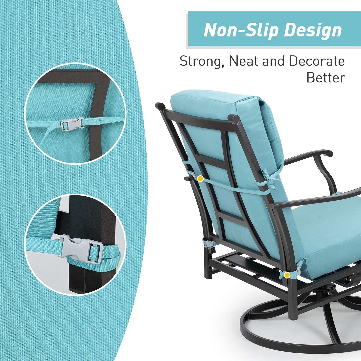 Lot de 4 coussins de chaise à dossier haut Aoodor Patio, 117 x 53 x 10 cm (coussins uniquement)