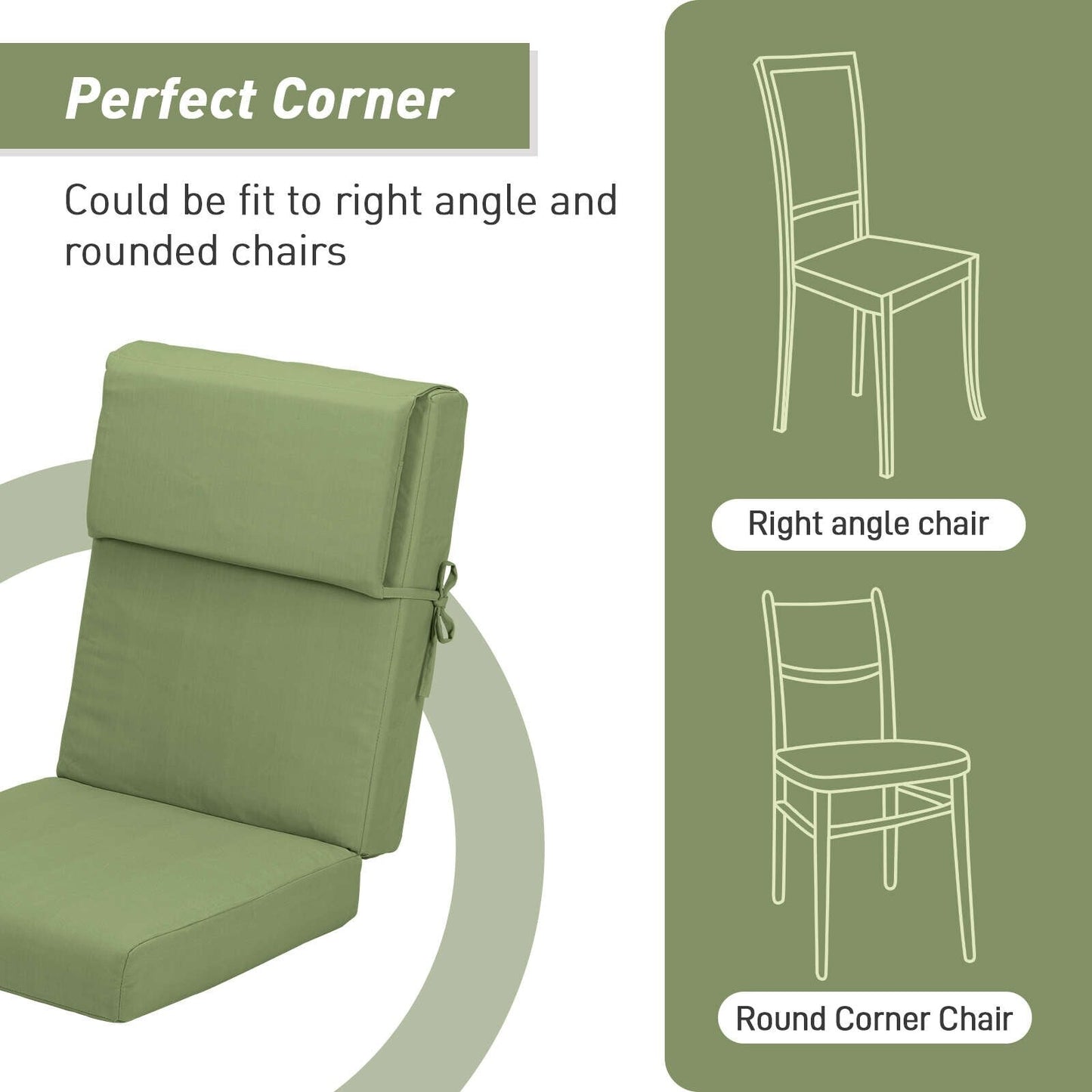 Lot de 4 coussins de chaise à dossier haut Aoodor Patio, 117 x 53 x 10 cm (coussins uniquement)