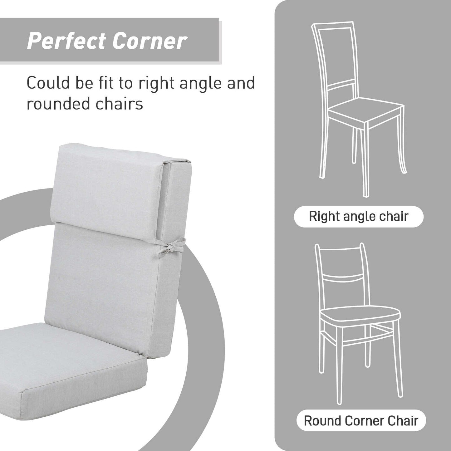 Lot de 4 coussins de chaise à dossier haut Aoodor Patio, 117 x 53 x 10 cm (coussins uniquement)