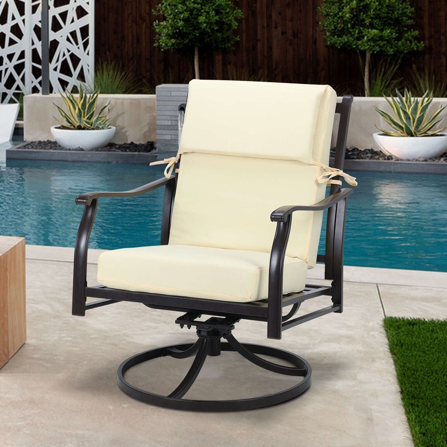 Lot de 4 coussins de chaise à dossier haut Aoodor Patio, 117 x 53 x 10 cm (coussins uniquement)