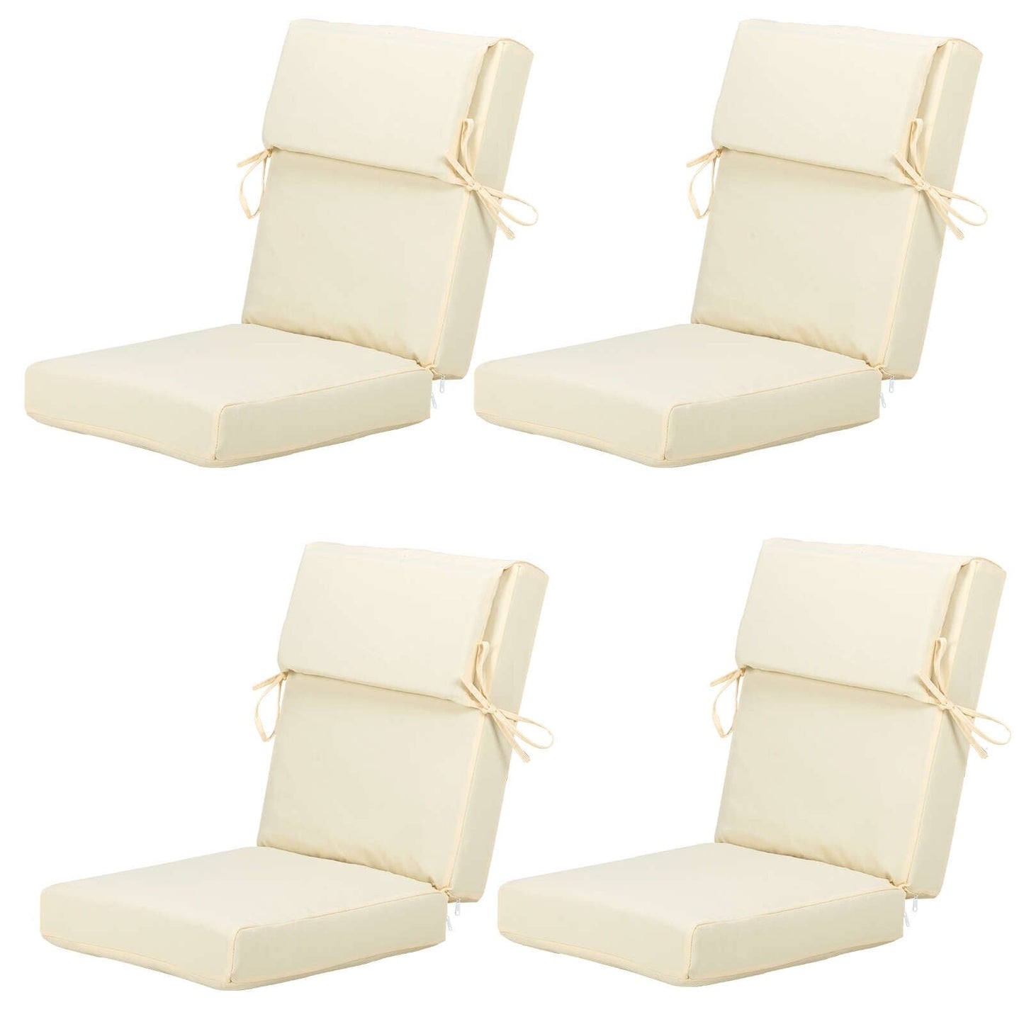 Lot de 4 coussins de chaise à dossier haut Aoodor Patio, 117 x 53 x 10 cm (coussins uniquement)