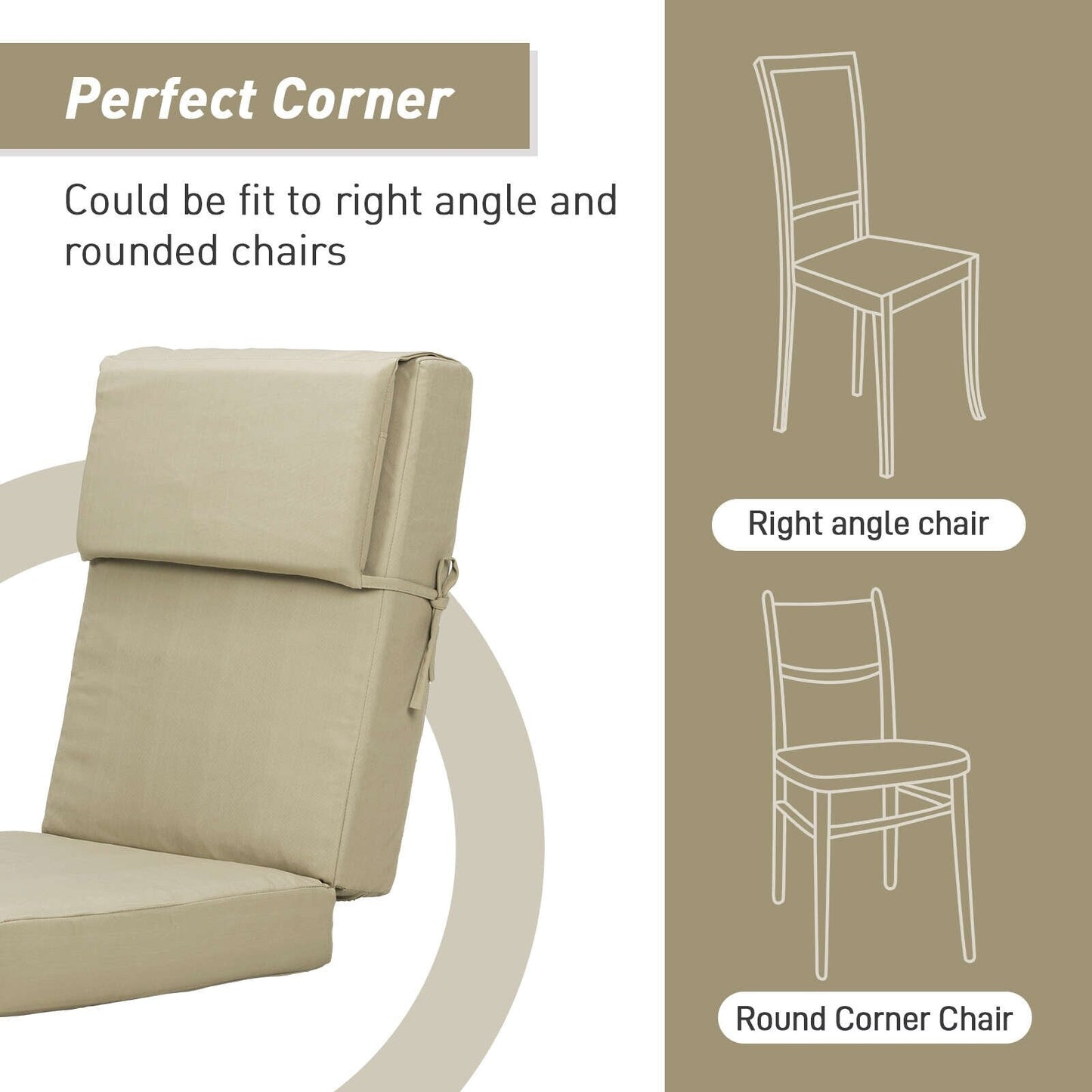 Lot de 4 coussins de chaise à dossier haut Aoodor Patio, 117 x 53 x 10 cm (coussins uniquement)