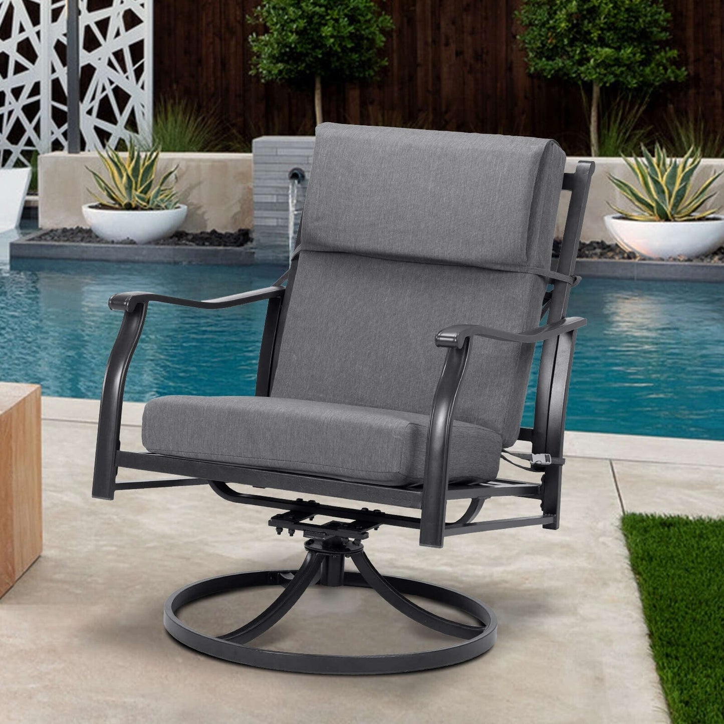 Lot de 4 coussins de chaise à dossier haut Aoodor Patio, 117 x 53 x 10 cm (coussins uniquement)