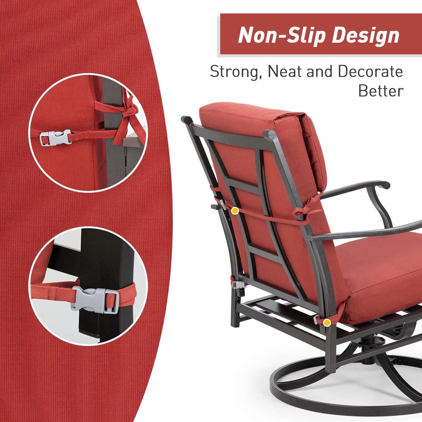 Lot de 4 coussins de chaise à dossier haut Aoodor Patio, 117 x 53 x 10 cm (coussins uniquement)