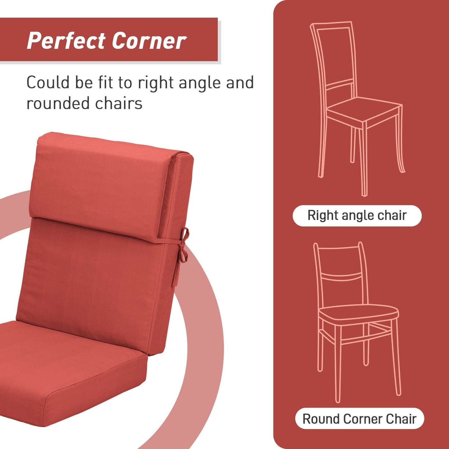 Lot de 4 coussins de chaise à dossier haut Aoodor Patio, 117 x 53 x 10 cm (coussins uniquement)