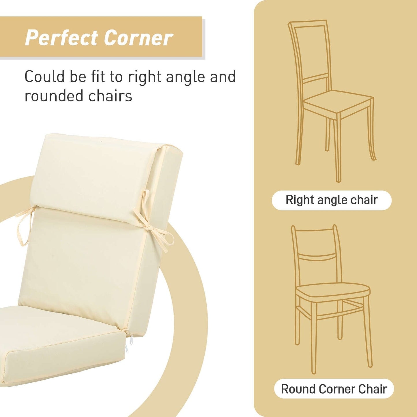 Lot de 4 coussins de chaise à dossier haut Aoodor Patio, 117 x 53 x 10 cm (coussins uniquement)