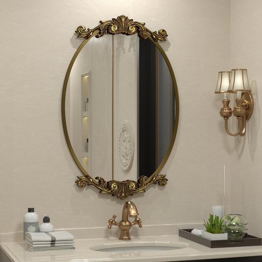 Miroir mural baroque ovale vintage orné