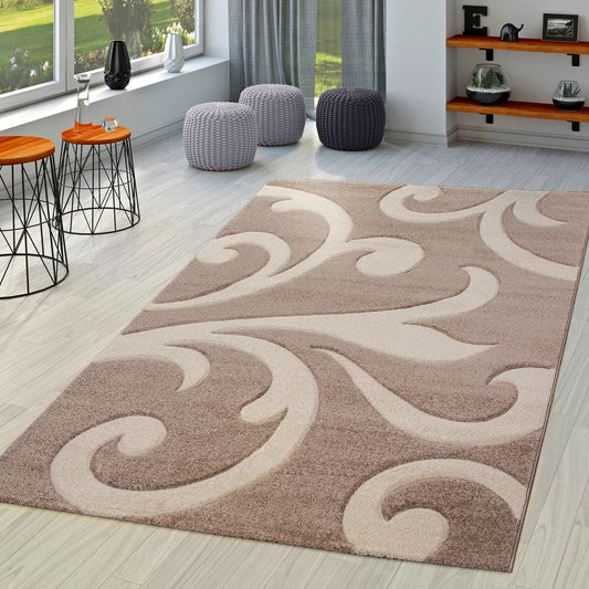 Tapis moderne à motif floral et découpe contour