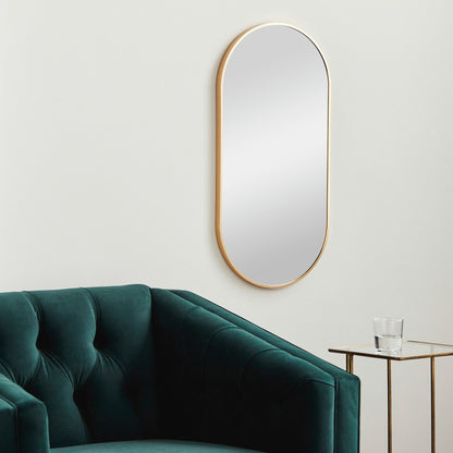 Miroir d'appoint ovale moderne en aluminium Livabliss Aranya en forme de pilule