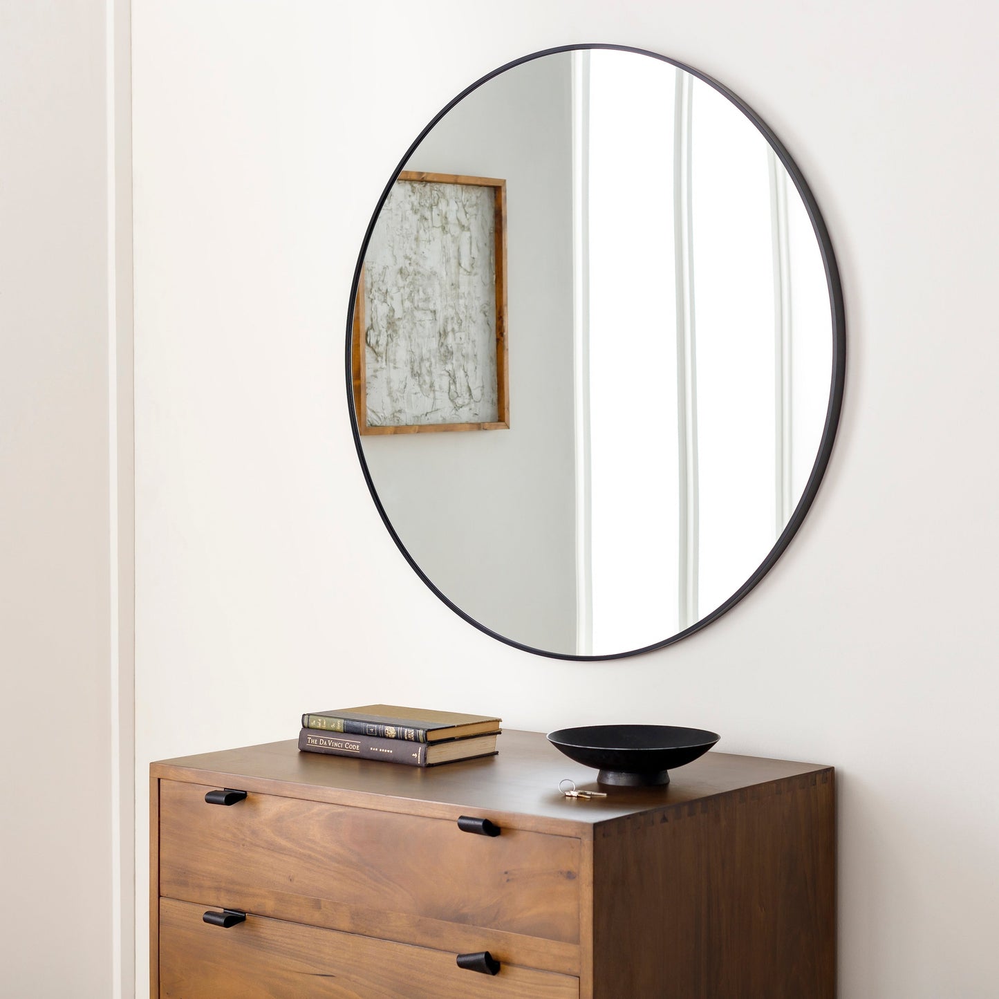 Miroir d'appoint rond moderne en aluminium Livabliss Aranya