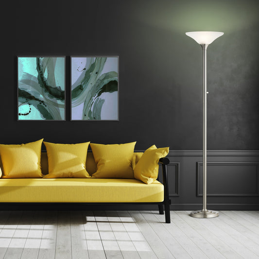 Lampadaire torche à LED Artiva USA 71 avec abat-jour en verre martelé - 71