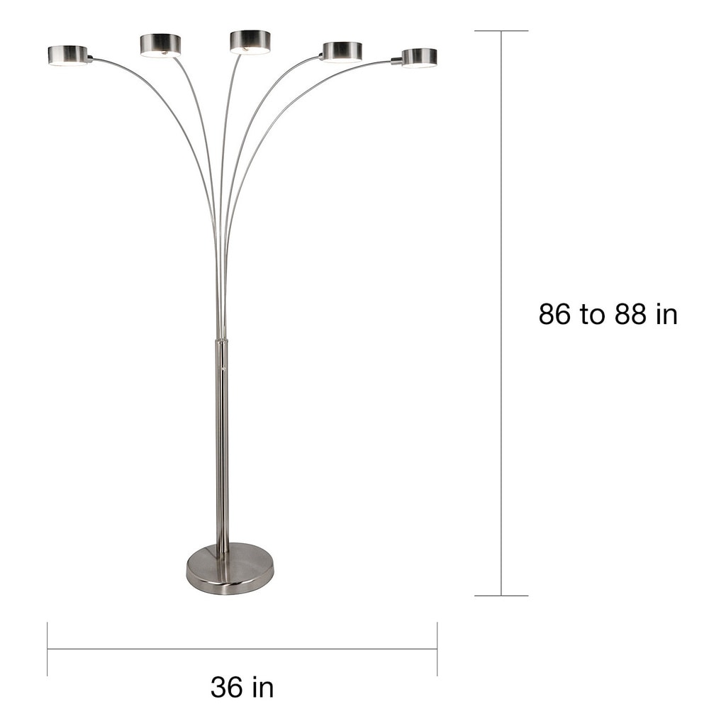 Lampadaire arqué 5 lumières Charlie de Strick &amp; Bolton en acier brossé