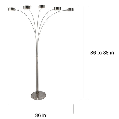 Lampadaire arqué 5 lumières Charlie de Strick &amp; Bolton en acier brossé